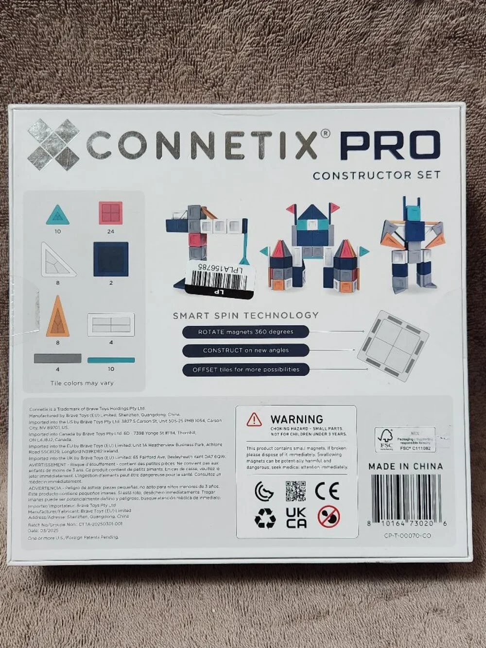 CONNETIX PRO Magnetic Tiles Constructor Set, 70 Pieces - NEW Sealed